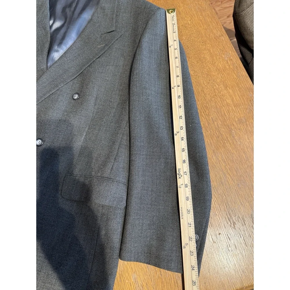 J.T.‎ Beckett Blazer 42R Gray Herringbone Wool Double Breasted Made Mexico